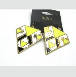 New XXI Diamond Shaped Enamel Dangle Earrings